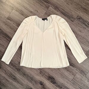 Theory Cream Silk Long Sleeve Blouse New